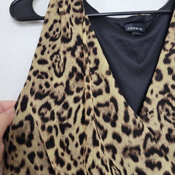 Torrid Plus Size Leopard Print V Neck Asymmetrical Handkerchief Hem Dress Size 3 - Picture 10 of 11